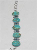 .925 SS Turquoise & Topaz Bracelet