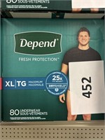 Depend mens underwear XL 80ct 92 ct