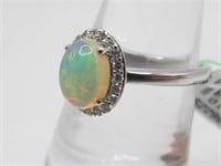 18K WG Ethiopian Opal & White Diamond Ring