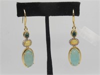 .925 SS Chalcedony, Opal, Chrysocolla & Zircon Ear