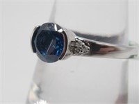 14K WG Blue Diamond & White Diamond Ring
