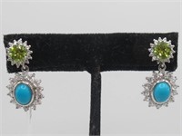 .925 SS Turquoise, Peridot & Zircon Earring
