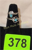2 Turquoise rings size 6 & 4
