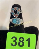 2 Turquoise rings size 6 1/2?& 4