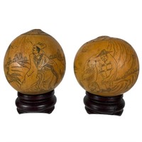 2 Old Chinese Carved Gourds