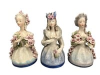 3 Beautiful Medium Porcelain Cordey Ladies