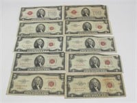 LOT OF 10 $2 RED SEAL NOTES CIR / SOME NICE