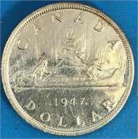 1947 Maple Leaf Silver Dollar