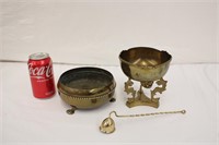 2 Brass Bowls w/ Stand & Candle Snuffer