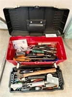Plastic toolbox with contents