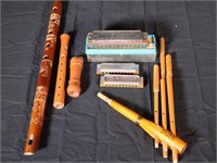 Harmonica, recorder and wood flutes