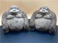 Pair Of Clay Jungle Gorilla Figures