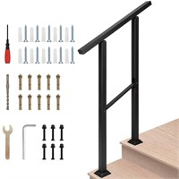 Outdoor 1-2 Step Railing, Black Iron, with Kit