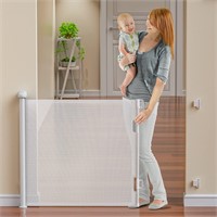 Retractable Baby Gate 33x59 in  White & Drill
