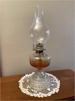 Vintage Oil Lamp  & Doily