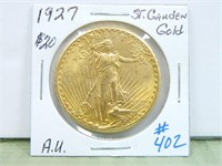 1927 $20 St. Gauden Gold A.U.