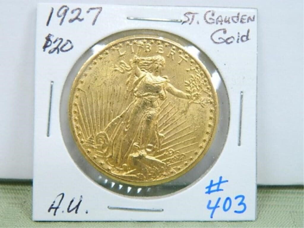 1927 $20 St. Gauden Gold A.U.