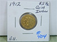 1912 $2 1/2 Gold Indian A.U.