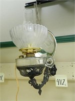 Iron Bracket Lamp w/ Reflector, Font, Gas Shade &