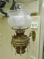 Bradley & Hubbard Brass Hanging Gas Kerosene Lamp-
