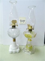 (2) Vintage Kerosene Lamps - (1) Amber/Clear &