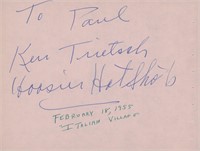 Hoosier Hotshots original signatures dated Februar