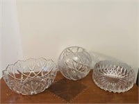 3 Pressed Glass Bowls