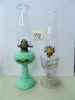 (2) Vintage Kerosene Lamps - (1) Drip Oil &