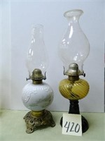 (2) Vintage Kerosene Lamps - (1) Banquet Style &