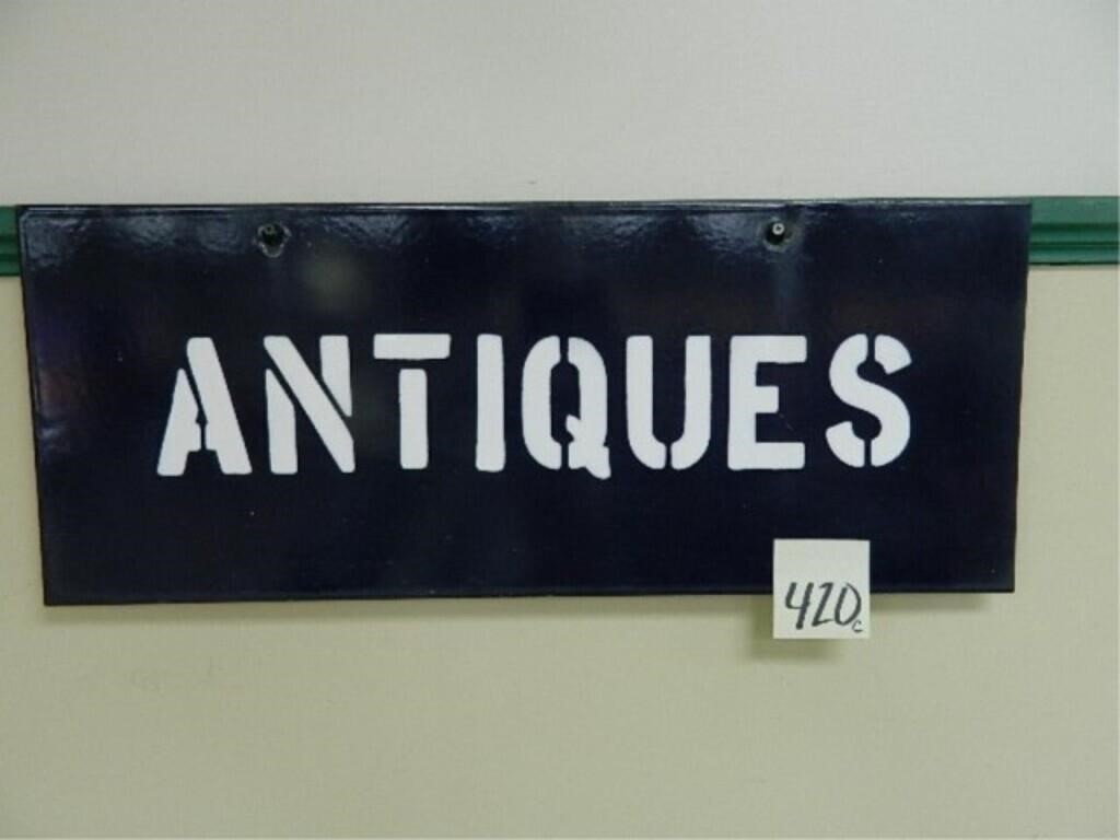 Porcelain Double-Sided Antiques Sign (30x12)
