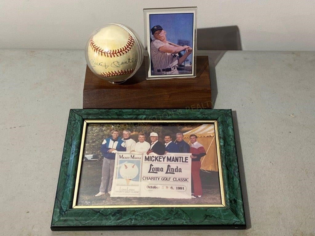 Mickey Mantle Picture, Card & Signed Baseball