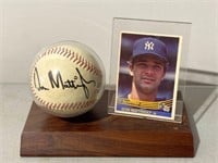 Don Mattingly Card & Signed Baseball