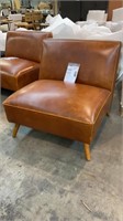 (M) HUXLEY COGNAC MID CENTURY ARMLESS LEATHER