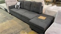 (M) 72in LEFT facing black/grey sectional pc