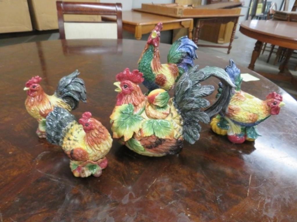 FITZ & FLOYD CERAMIC ROOSTERS