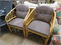 PAIR OF BAMBOO STYLE PADDED CHAIRS