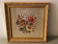 Framed Needlepoint Floral Picture