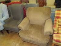 2 CLOTH COVERED ARM CHAIRS