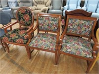 3 NICE WOOD CHAIRS PADDED SEAT & BACKS