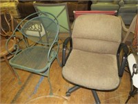 PAIR OF CHAIRS - ROLLING OFFICE CHAIR, METAL PATIO