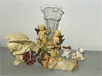 Angel Figurines & Vase