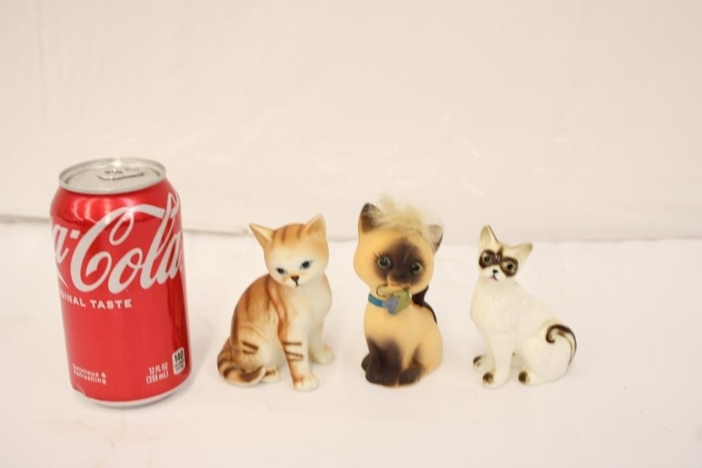 3 Cat Figurines