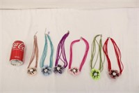 6 Beaded Necklaces w/ Flowers