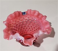 Vintage Fenton Cranberry Milk Glass