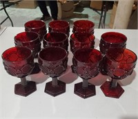 Cranberry Glass - Large Goblets x 11 pc's