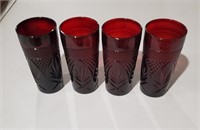 Cranberry Glass - Drinking Glasses x4