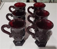 Cranberry Glass - Coffee Cups x 6