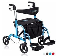 2 in 1 ELENKER Rollator & Chair  sky blue