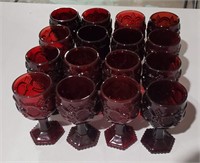 Cranberry Glass - Small Goblets x 16 pc's
