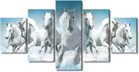 Horses Canvas Painting 5 Panel - 60Wx32H